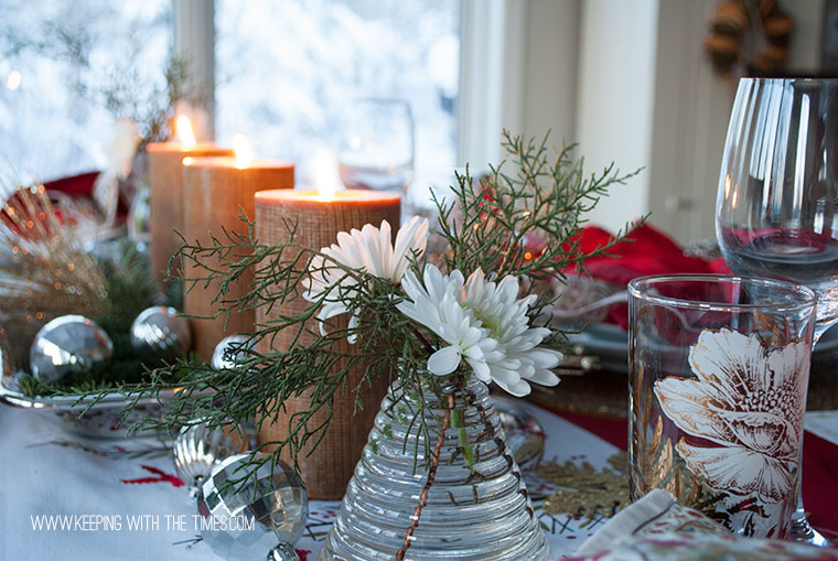Golden Winter Tablescape, Tiny Prints, Keeping With The Times