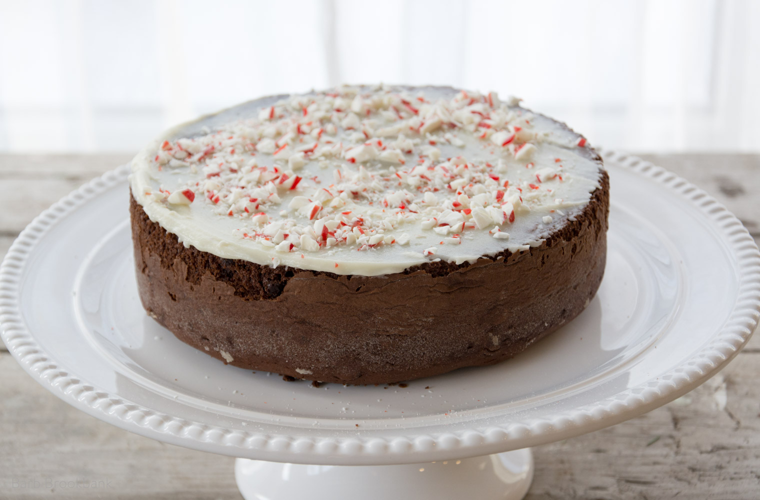 Naked Cake with Peppermint Bark